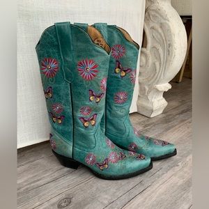 Cowboy Professional Embroidered Leather Boots in Turquoise